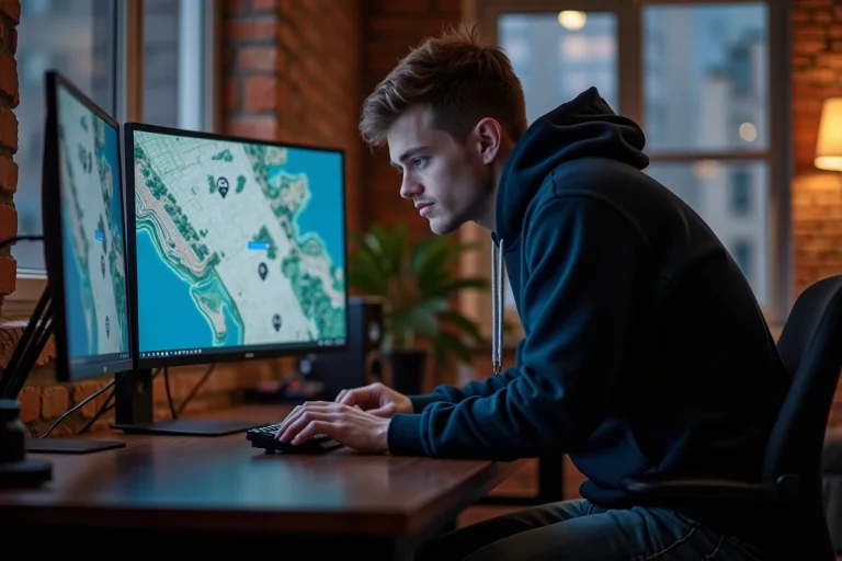 Jeune homme jouant à GTA 5 Online dans un appartement moderne
